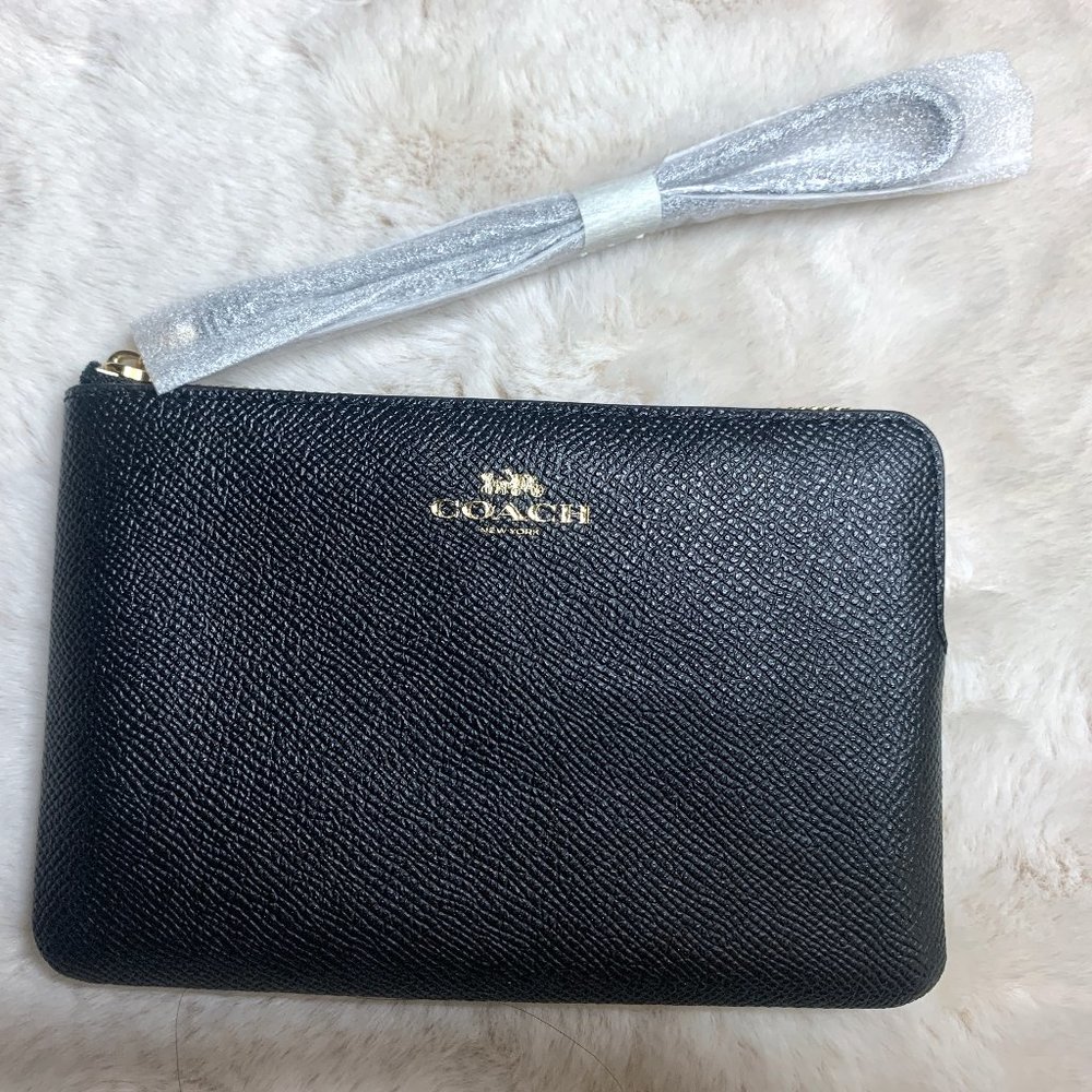 Coach Womens Corner Double Zip Wristlet Wallet Sig